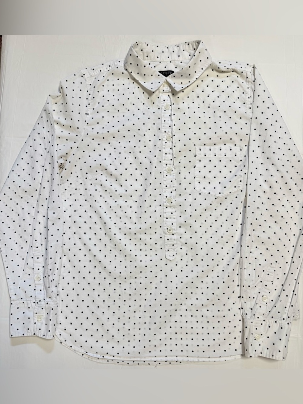 J.Crew Navy Polka Dot Button Up Shirt White Size Medium Preppy Classic